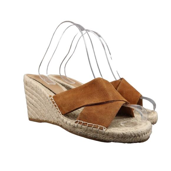 Bettye Muller Shoes Womens 8 Sandals Wedge Espadrille Slip On Leather Crisscross - Picture 1 of 14